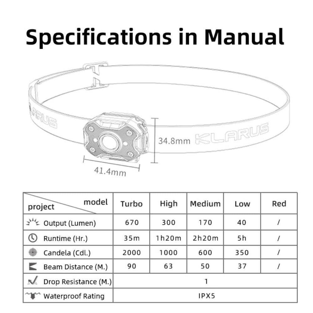 Linterna frontal Klarus HM3 - 670 lúmenes