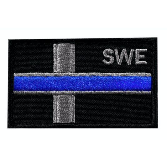 Liten Svensk flagga med Thin Blue Line -12 (Märken) från TacNGear. | TacNGear - Utrustning för polis och militär och outdoor.
